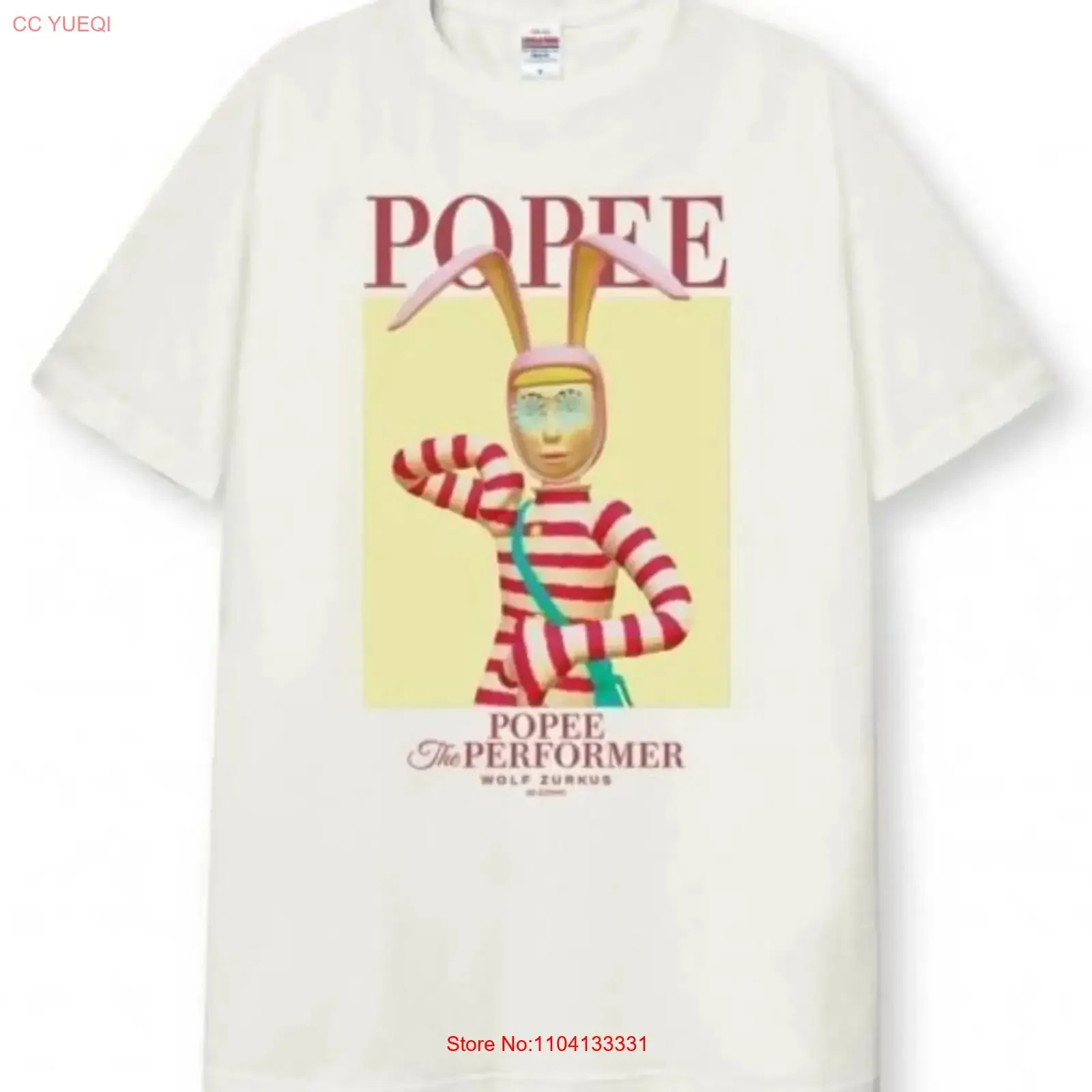 Camiseta Popee the Performer Look, Color Blanco Vainilla, Edición Limitada Japonesa, Estilo Vintage Lavado, Casual, Elástica, Versátil, Unisex