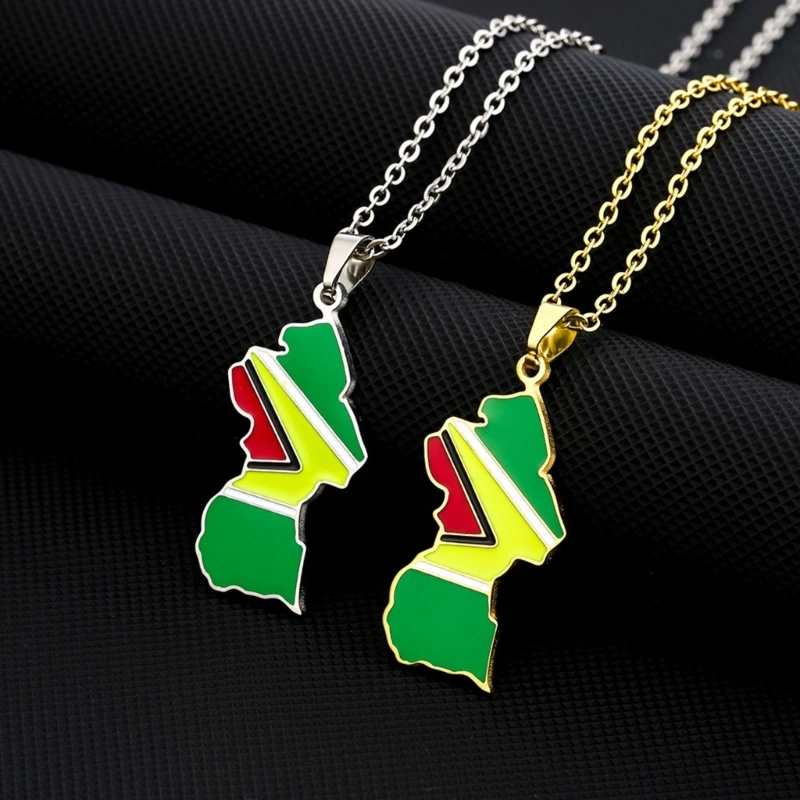Fashion Guyana Map Pendant Necklace Jewelry Charm Thin Chain Necklace Drop Shipping