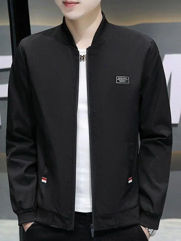 

Мужская приталенная куртка, весенне-осенняя корейская тонкая бейсбольная куртка с воротником-стойкой, дышащая повседневная одежда для мужчин среднего возраста