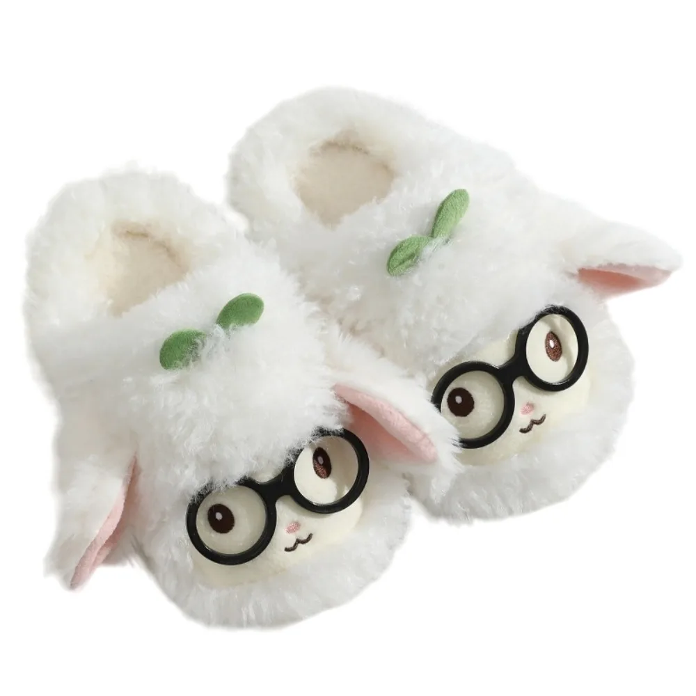 Cartoon Sheep Plush Slippers Non-Slip EVA Sole Cotton Sandals Autumn Winter Slippers Lovely Fluffy Texture Women Lamb Slipper