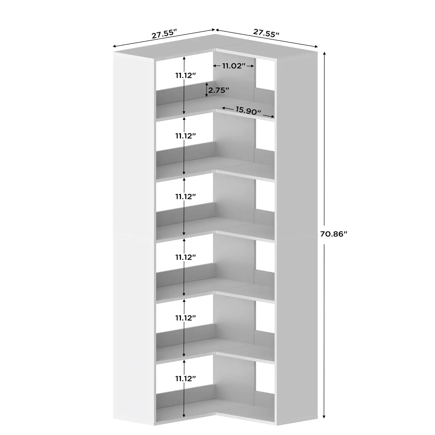 71 Inch Corner Shoe Rack for 40+ Pairs, 6-Tier L-Shaped Wooden Shoe Storage Organizer for Closet & Entryway, Customized