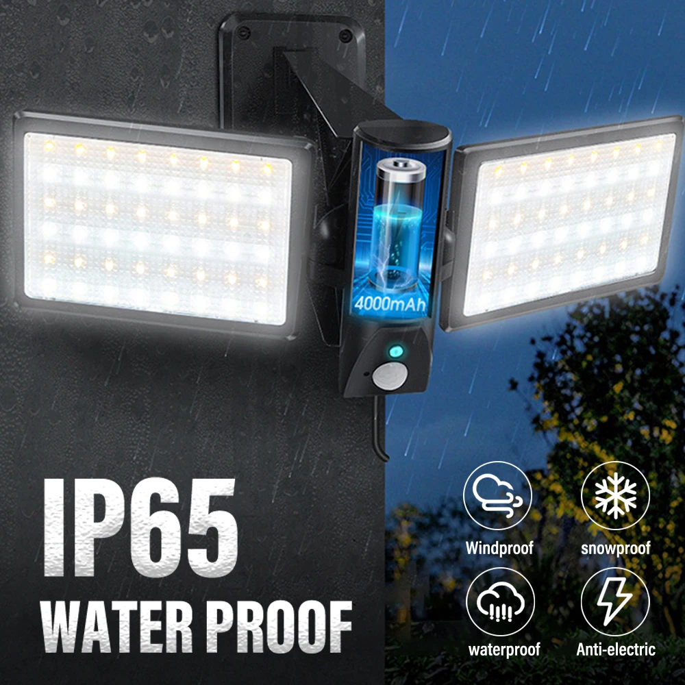 Outdoor Solar Light Split Type with Motion Sensor 96LED Wall Light 3 Modes IP65 Waterproof for Courtyard Garage Street Light