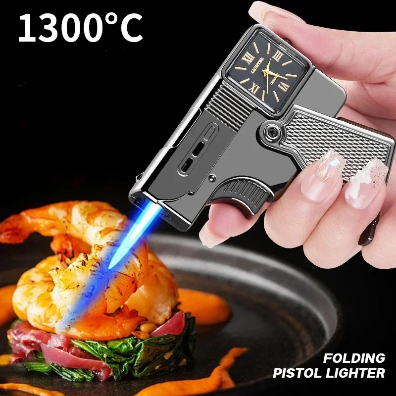 Creative Deformation Gyroscope Butane Gas Lighter Plastic Folding Decompression Red Flame Windproof Straight Forward Lighter
