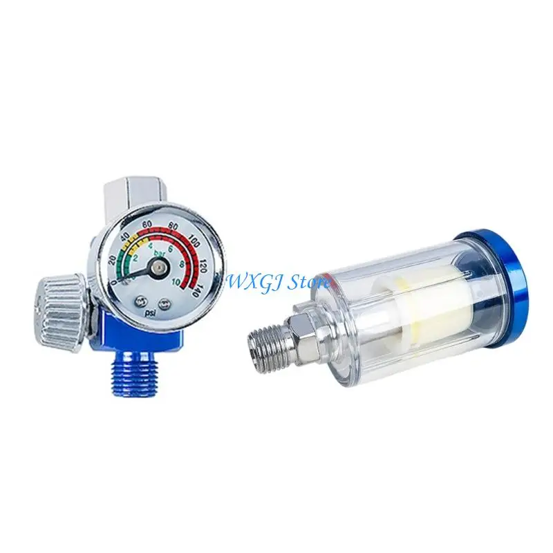 

37JE 2/4Pcs Oil Water Separator Precisions Air Pressure Regulator For Sprayer With Plastic Filter Cores