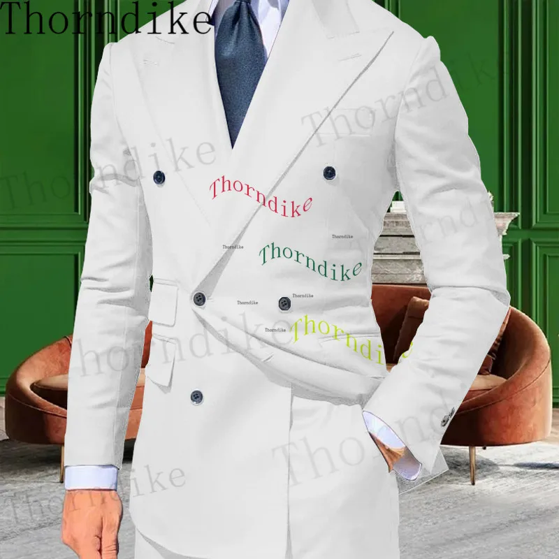 Thorndike Custom Made Groomsmen Groom Peaked Lapel Men Suits Wedding Best Man ( Jacket+Pants ) Costume Homme