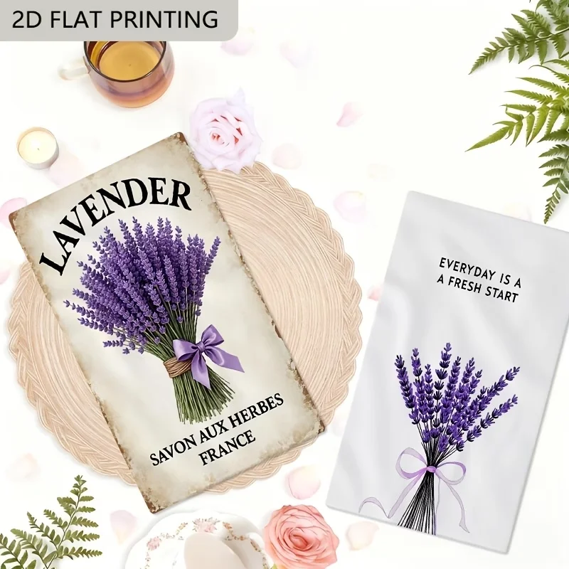 2-Pack Lavender-Themed Kitchen Towels, Dish Towels, Hand Towels, Holiday Decorative Hand Towels, Soft Absorbent Drying Cloths, Kitchen Decor, Table Decor, Kitchen Supplies, Home Decor