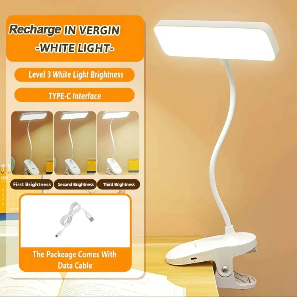 

3 Colors LED Clamp Desk Lamp Touch Dimming Eye Protection LED Book Clip Lights Energy-Efficient 360° Rotate Clamp Night Light