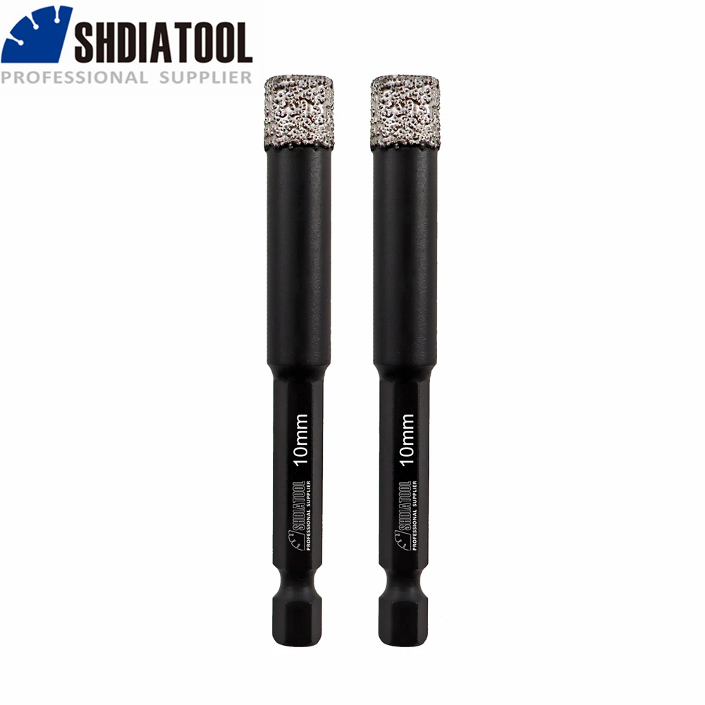 

Diatool 2 шт. 10 мм профессионального качества вакуумной пайки diamond core bits с Qucik установки хвостовик, сухого бурения Биты