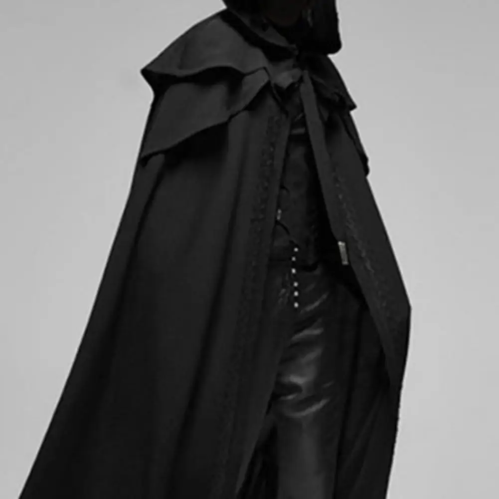 Unisex Halloween Cosplay capa casual com capuz, design monocromático, baile de máscaras, fantasia de bruxa, ajuste solto, 1pc