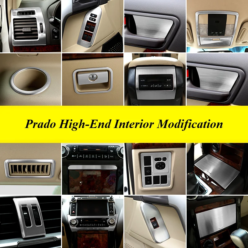 For Toyota's domineering interior modification with Prado brushed Middle Eastern version center console handle frame