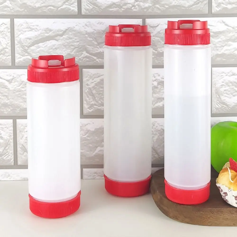 زجاجات صلصة مزدوجة الرأس ، زجاجات ضغط بلاستيكية ، سعة كبيرة ، موزع معجون الطماطم المحمول ، طباخ التنزهة ، 16 أونصة 20 أونصة 24 أونصة