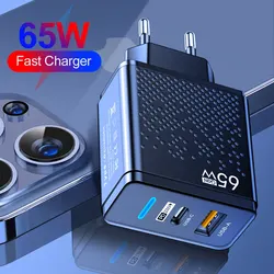 65W GaN Charger EU KR AU Plug Adapter Laptop Fast Charging For iPhone USB Type C Quick Charger Mobile Phone USB Charger