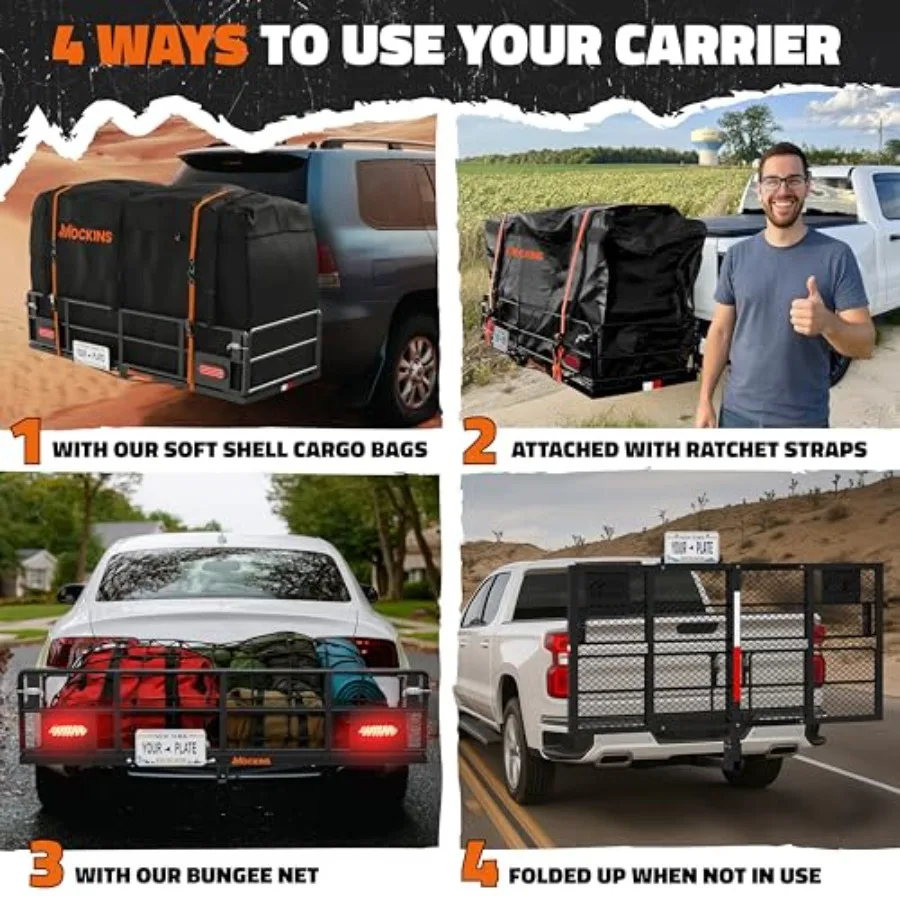 XL 66x30x14 عالية السكك الحديدية للطي وصلة البضائع الناقل مع 45 CuFt وصلة مقطورة حقيبة الناقل البضائع لسيارات الدفع الرباعي والشاحنة غطاء 500Lbs