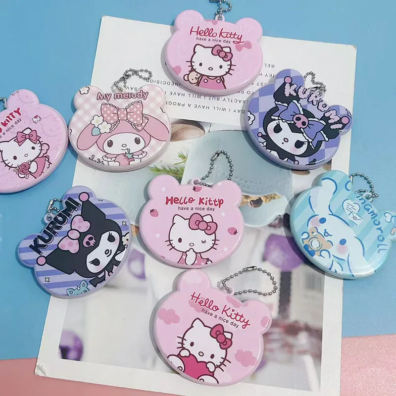 

1PCS for Hello Kitty Makeup mirror comb Pink Cute Girl Pendant Portable With Small Mirror Comb Set Portable Beauty Kids Gift