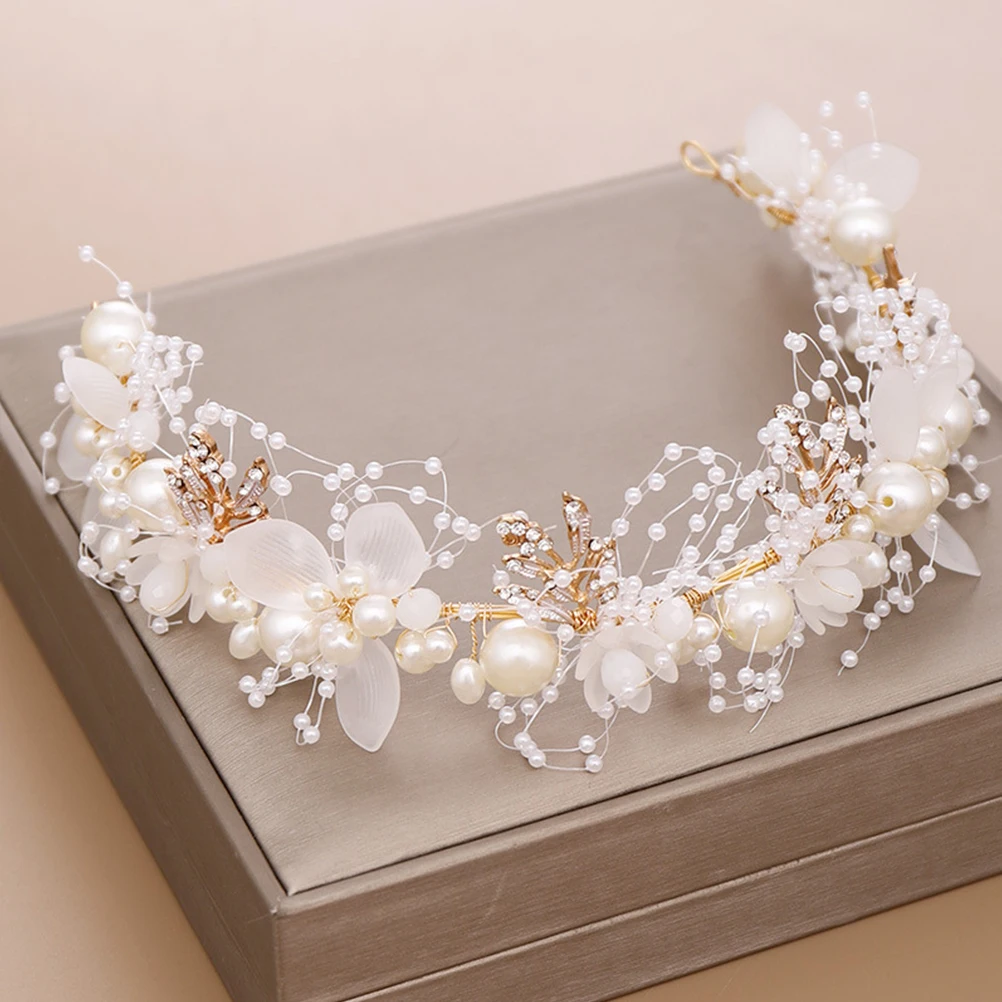 

Pearl Flower Hairb Elegant Wedding Headpiece Girls Hair Accessory Crystal Headdress Bride Hairstyle Accessories