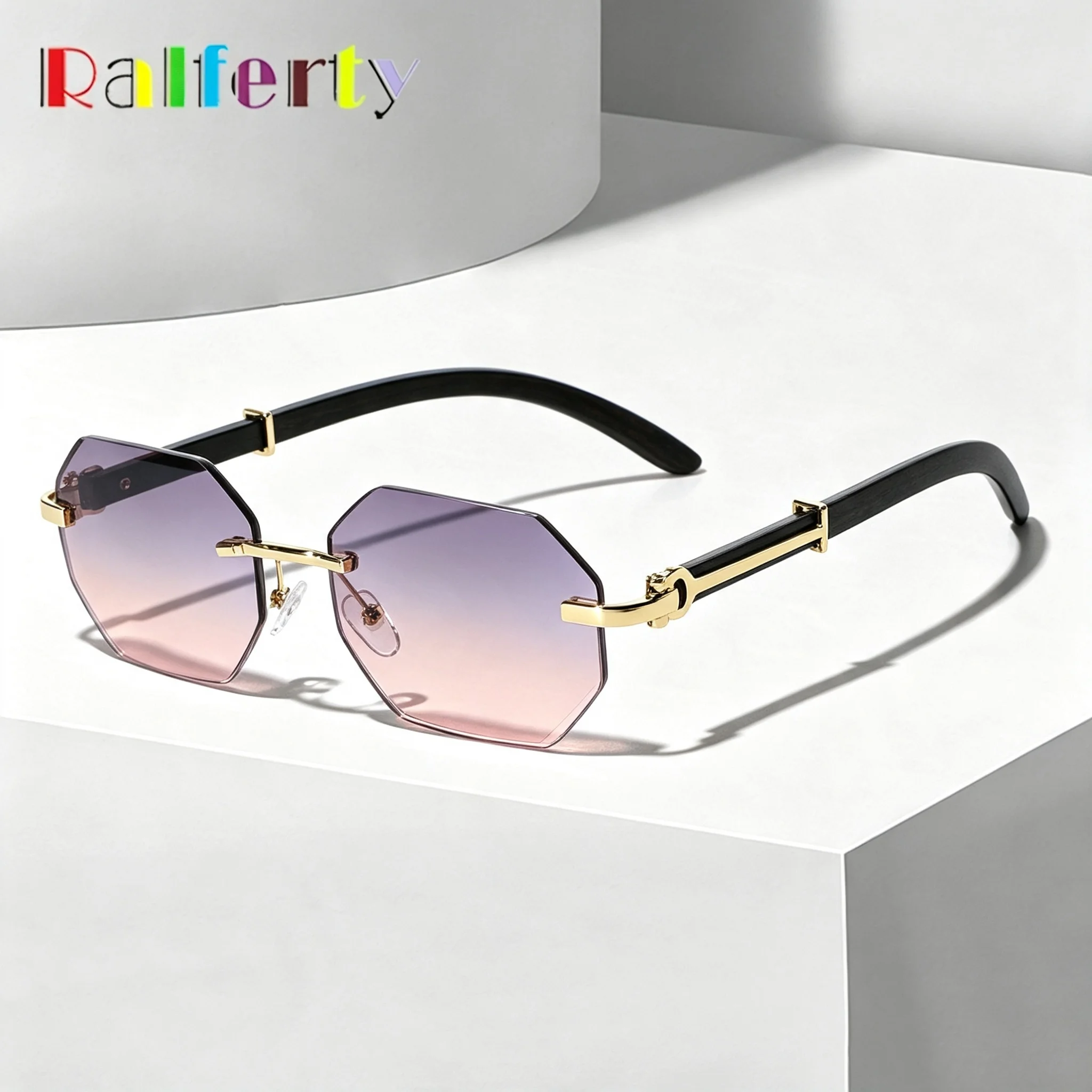 Ralferty vintage steampunk óculos de sol feminino retro hexágono óculos de sol para homem ao ar livre uv400 óculos sem aro feminino 2025