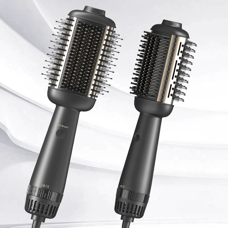 Customized Logo Electric Hair Brush Private Label Salon Hairdressing Nylon Brush Massage Hair Comb Black Hair Detangling Brush