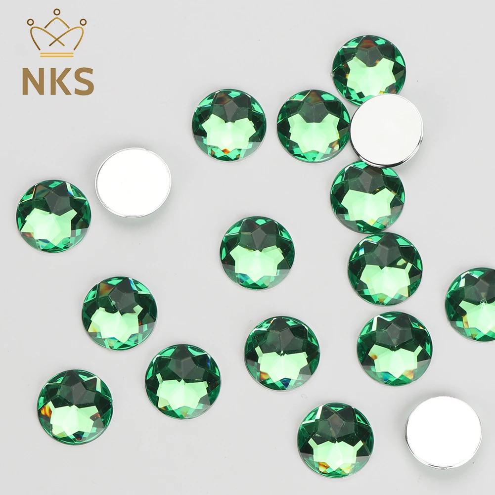 NKS 10 12 14 16 20 25 30 mm nicht Hotfix bunte runde Steine Applikation Flatback Acryl Strasssteine für Bekleidungszubehör Kleid – Detail 2