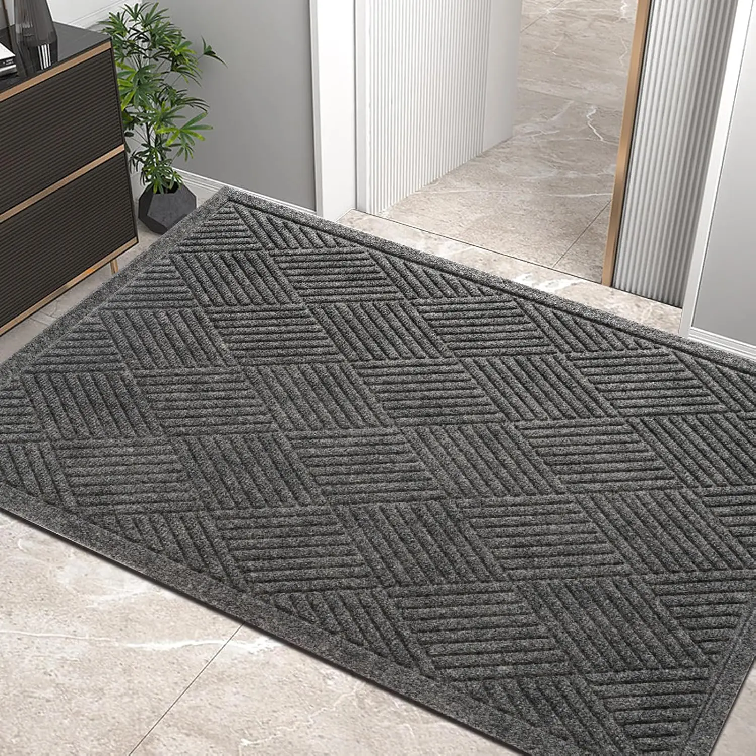 Absorbent Muddy Dirt Resist Welcome Door Mats Outdoor Indoor, Stain and Fade Resistant