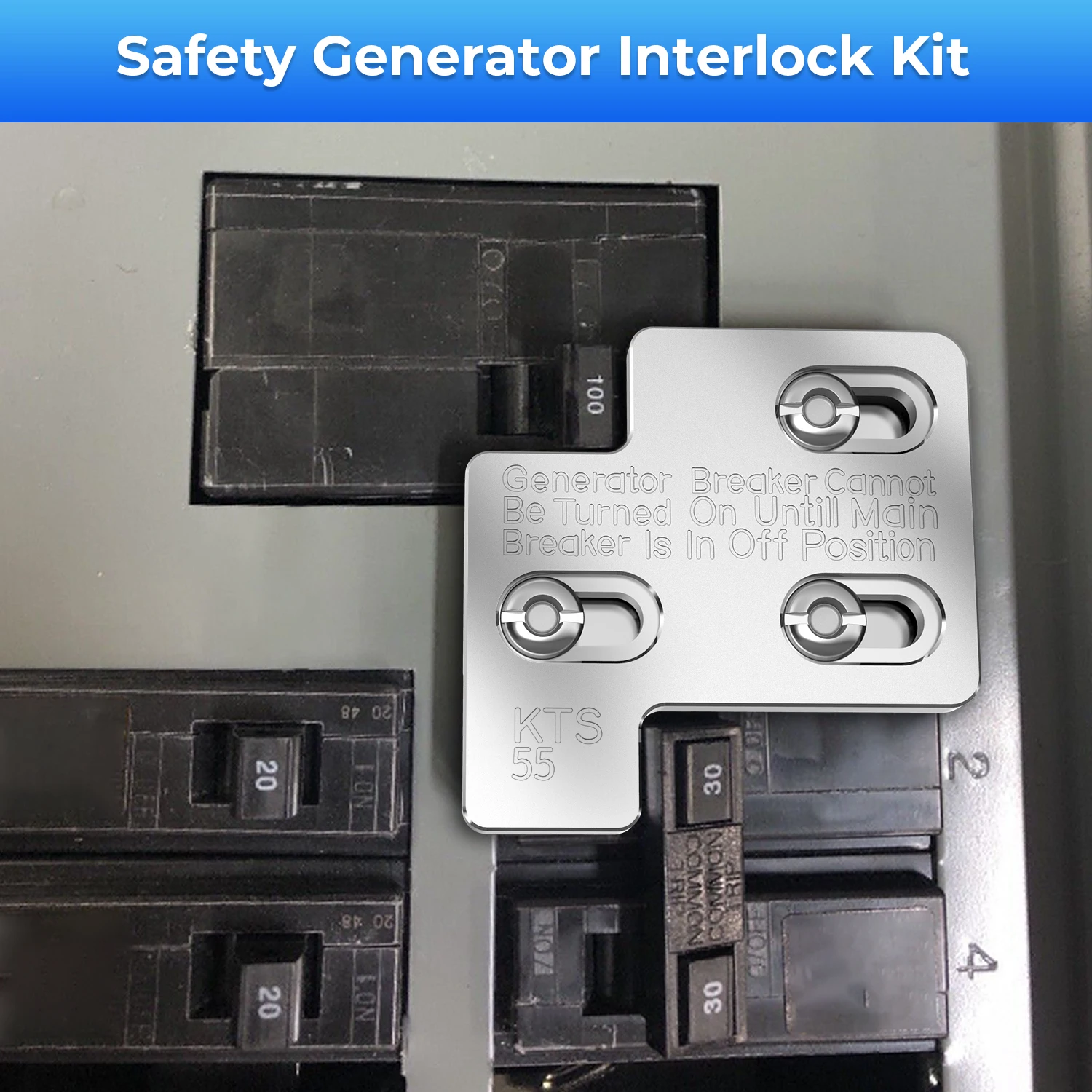 Kit de verrouillage de générateur KTS55 pour la place D QO et KTS-55 d'eline de zones Analyste d'alliage d'aluminium de panneau de 100 ampères