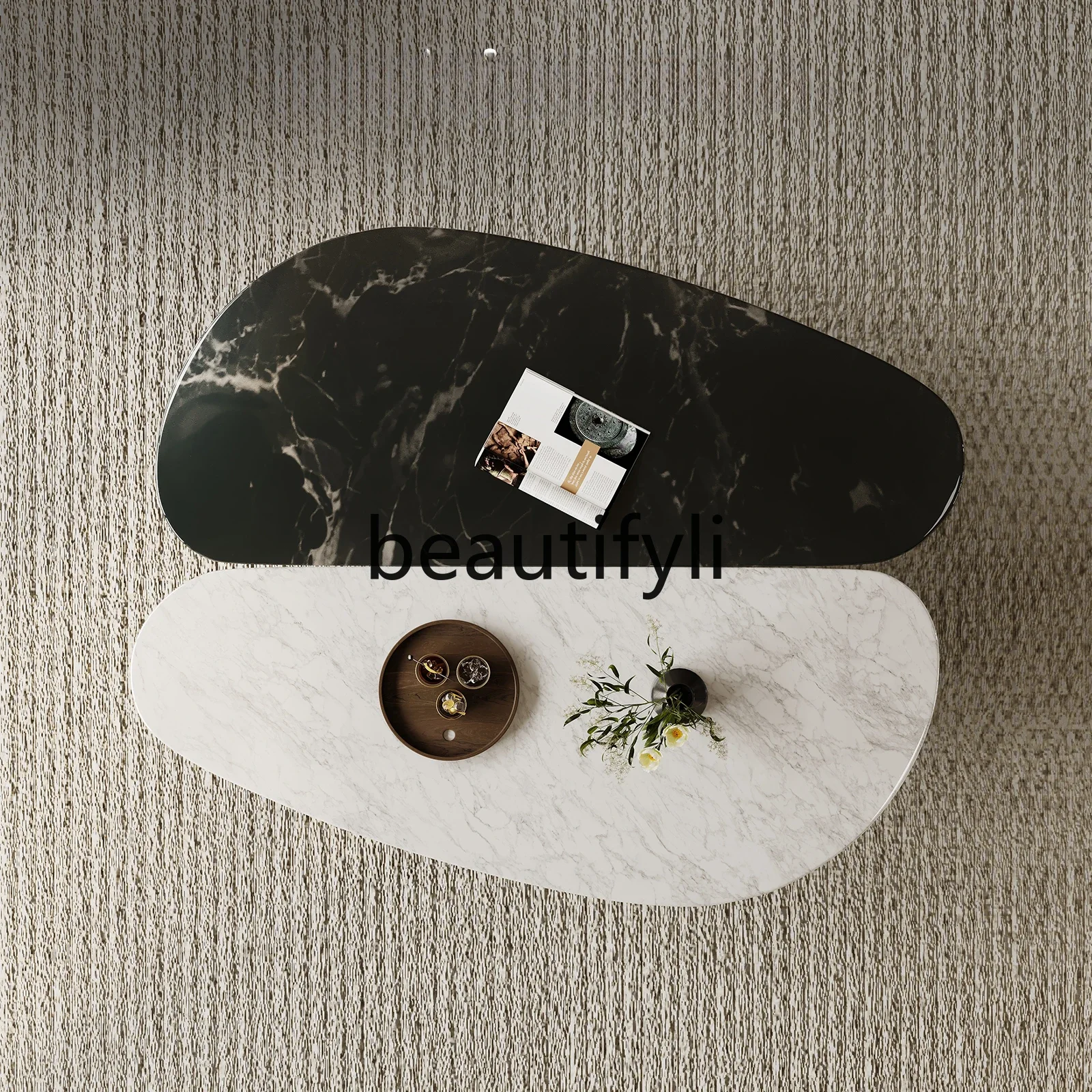 Special-shaped marble coffee table combination small apartment living room home minimalist modern minimalist creativity