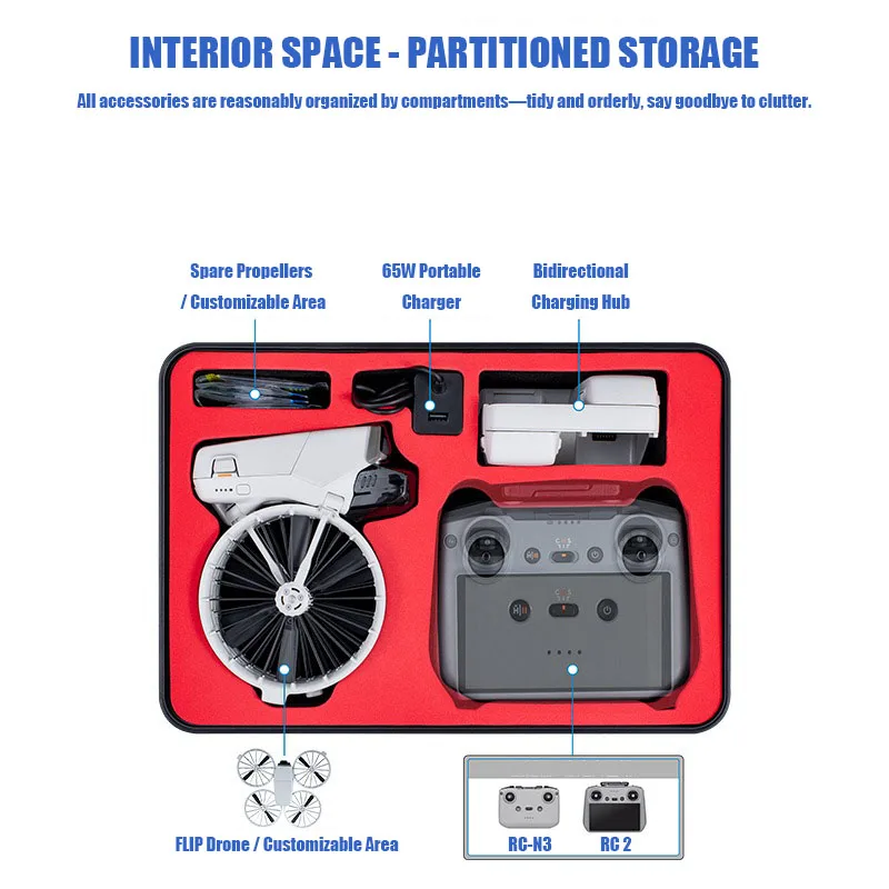 VOLODYMYR Explosion Proof Box for DJI Flip High-capacity Storage Case Hard Waterproof Suitcase Combo Case Drone Accessories