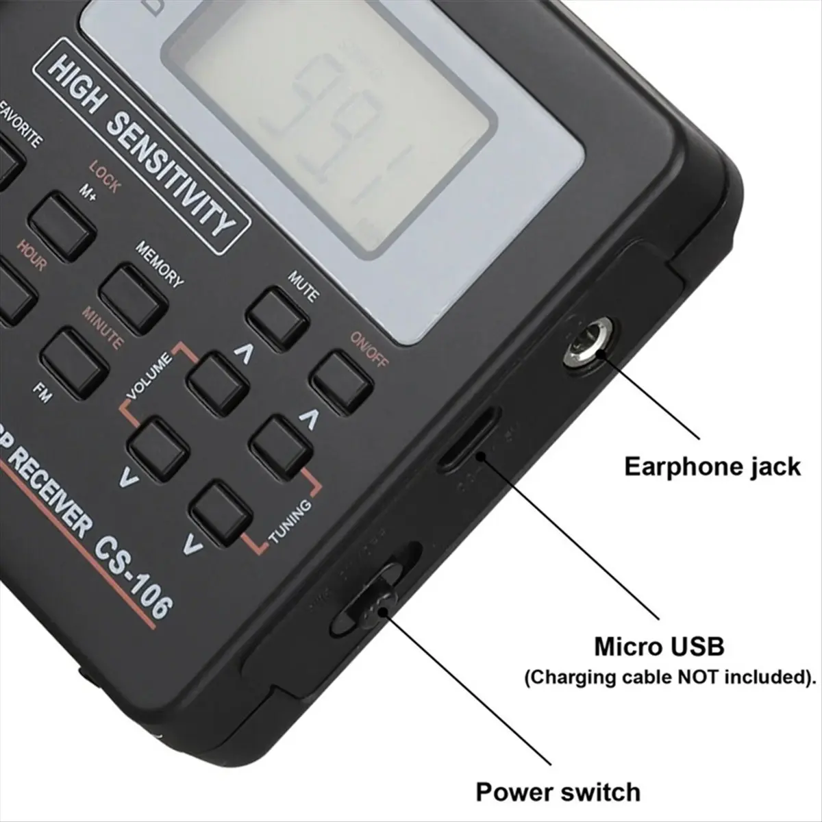 #95M Consumer Electronics,Mini Radio FM/AM/SW/LW/TV Sound Full Band Receiver (Black)