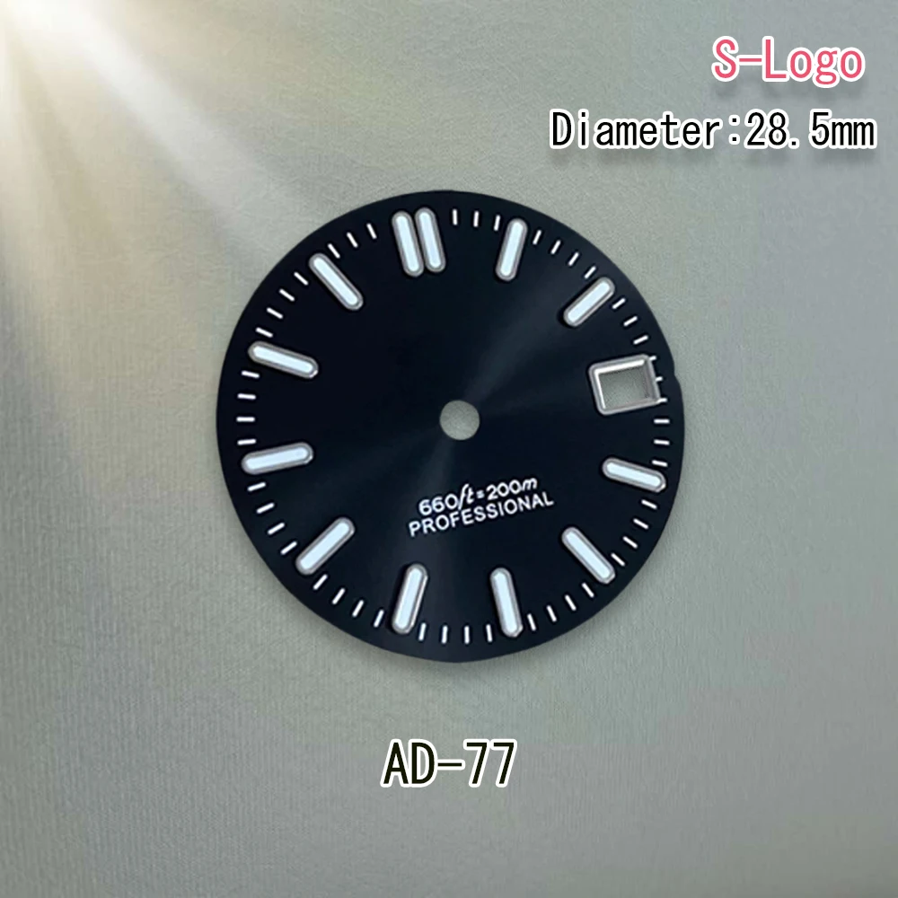 S โลโก้ Dial 28.5 มม.NH35 Dial Sunray Dial Fit NH35/NH36/4R/7S การเคลื่อนไหวสีเขียวส่องสว่าง 3/3. 8/4.2 นาฬิกานาฬิกาอุปกรณ์เสริมเครื่องมือ