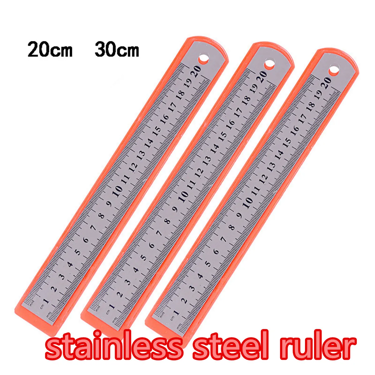 High Quality Metal Stainless Steel Ruler for School Office Supplies Accessories 20 30 Cm Ruler for Math Measurement Drawing Tool