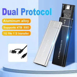 듀얼 프로토콜 M2 SSD 케이스, M.2 NVMe SATA SSD 인클로저 어댑터, 10Gbps USB 3.1 C 타입 외부 인클로저, M 및 B & M 키 지원