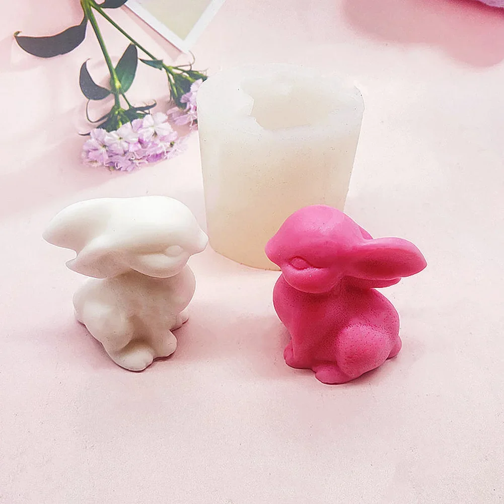 Easter 3D Rabbit Silicone Mold - DIY Aromatherapy Candle Bunny Animal Ornament - Home Decoration