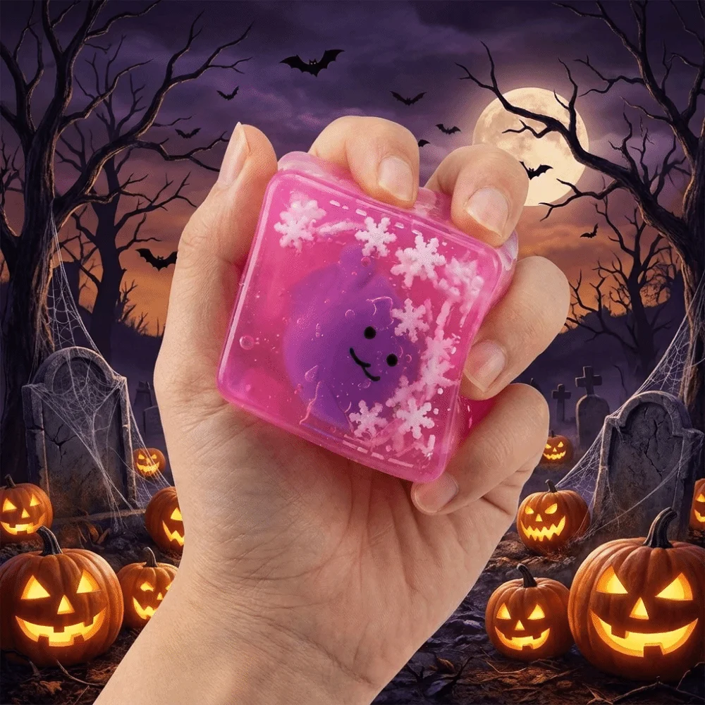 Creative Ghost Pumpkin Halloween Squeeze Cartoon Soft Luminous Sensory Ice Cube Design Slow Rebound Halloween Prank