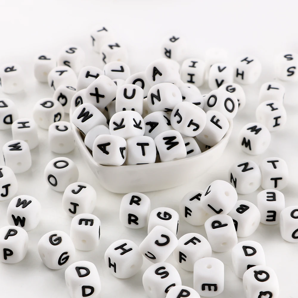 Kovict 50 قطعة الأبجدية الإنجليزية سيليكون رسالة الخرز لصنع المجوهرات السائبة 10 مللي متر ل شخصية مصاصة مجوهرات اكسسوارات #1