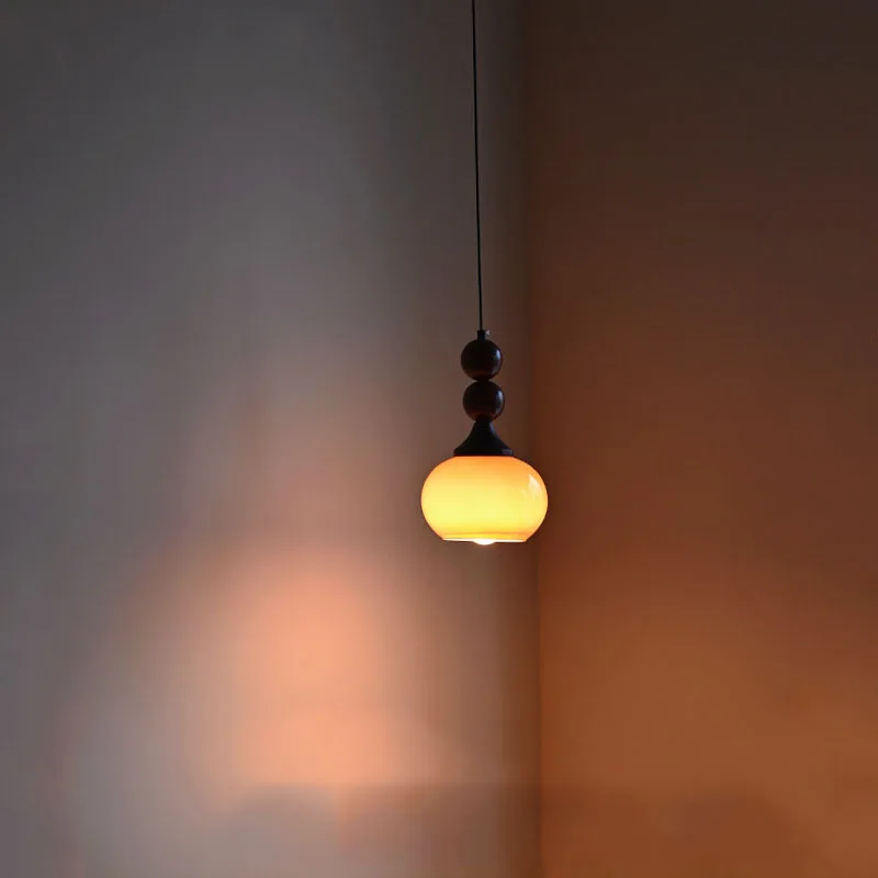 [Retro French Middle Ancient Cream Single Head Pendant] Bedroom Head Hanging Line Lamp Master Bedroom Decorative Lighting Modern