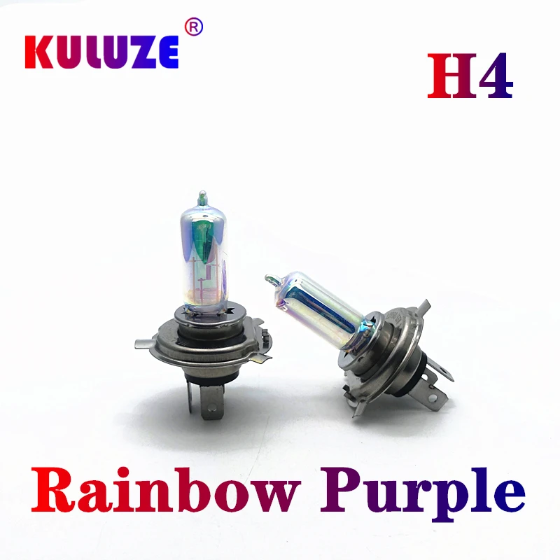 

KULUZE 2 Pcs H4 Rainbow Purple Plasma 12V60/55W P43t Car Quartz Halogen Automobile Headlamp Bulb Motorcycle headlamp bulb