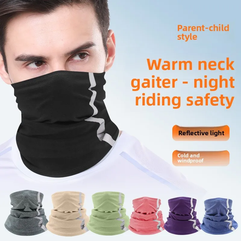 Winter Velvet Multi Functional Scarf Outdoor Face Protection Ski Neck Cover Night Riding Reflective Strip Windproof