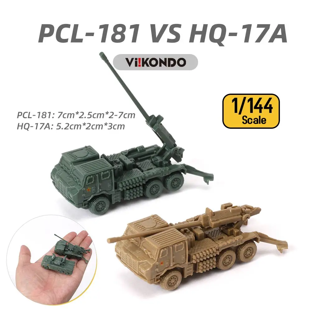 ViiKONDO 16 Pcs Toy Tank Playset 1/144 China HQ-17A Antiaircraft Missile PCL-181Type 155mm Truck-mounted Gun Model Military Gift