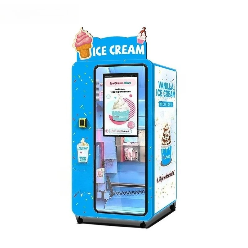 Customized Vending Machine Supplier 24 H Self-Service Yogurt Soft Serve Ice Cream Making Smoothie Vending Machine Supplier QR