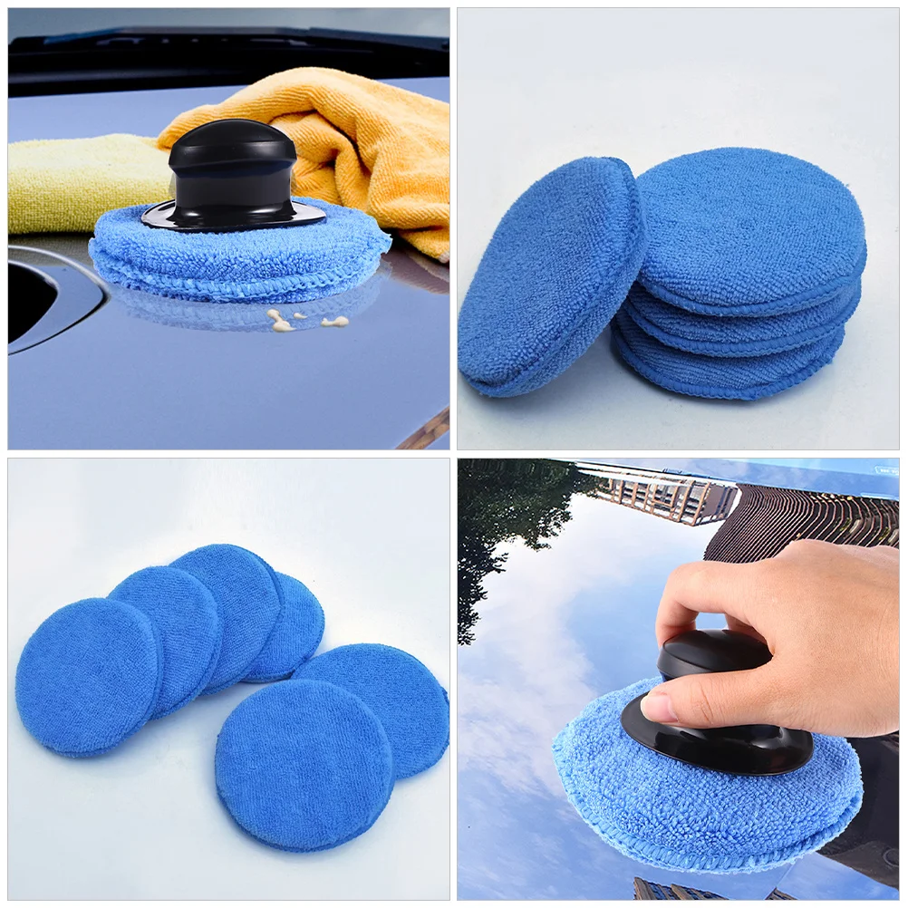 

6Pcs Car Waxing Sponge Pads Applicator for Polishing Buffing Auto Paint Protection Fine Texture Non-Scratch Detailing Tool