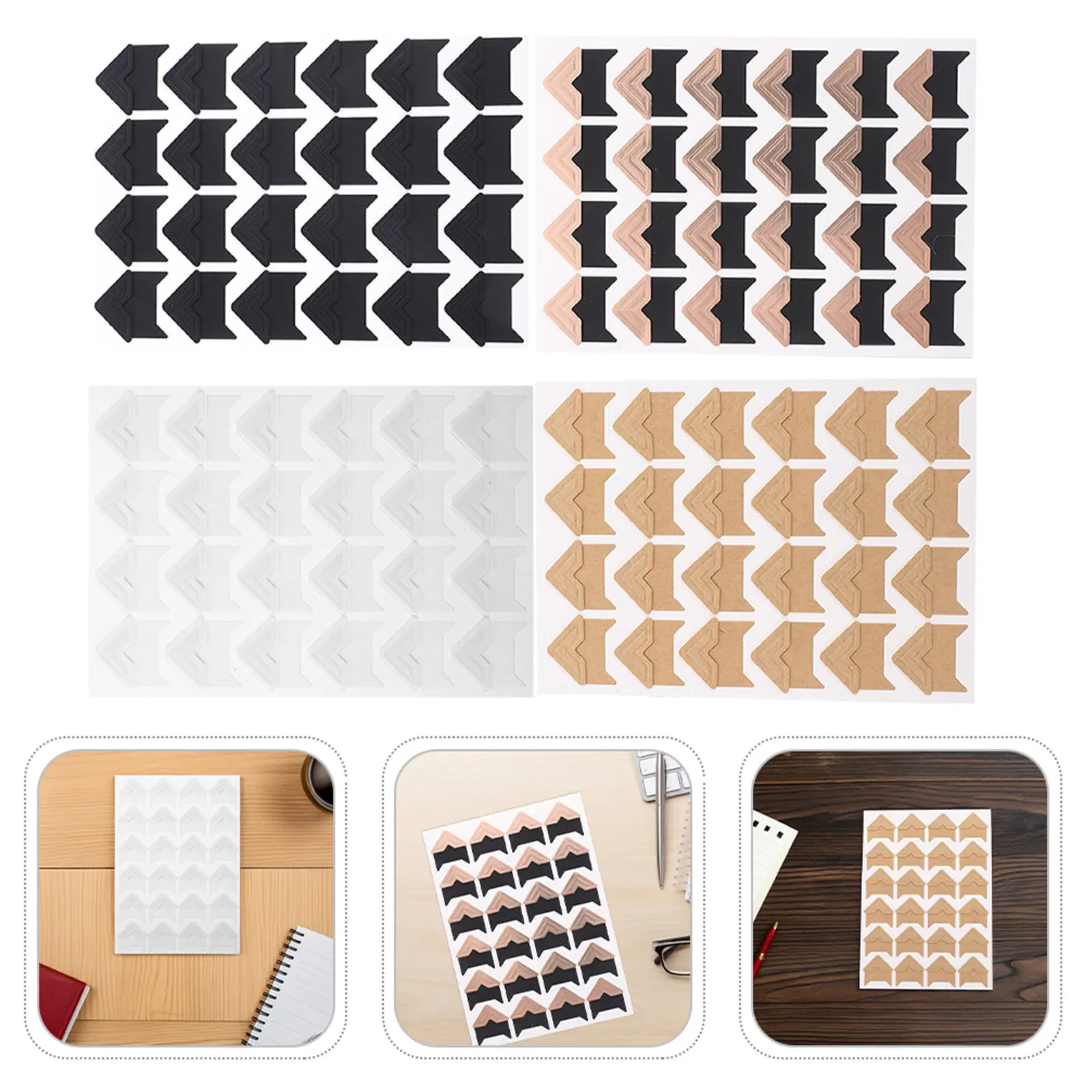 192Pcs Vintage Decorative Photo Corners Self Adhesive Scrapbook Sticker Corners Album Photo Frame Stickers DIY Travel Journal