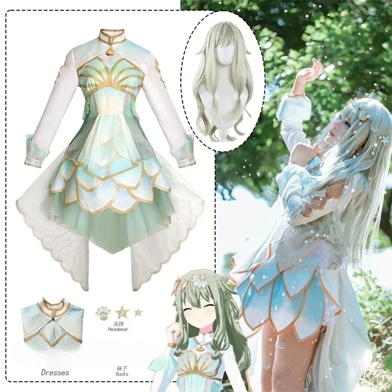 

Game Kusanagi Nene Cosplay Costume Green Mermaid Princess Dress Lolita Women's Dresses Role-playing Outfits Wig Prop Suits