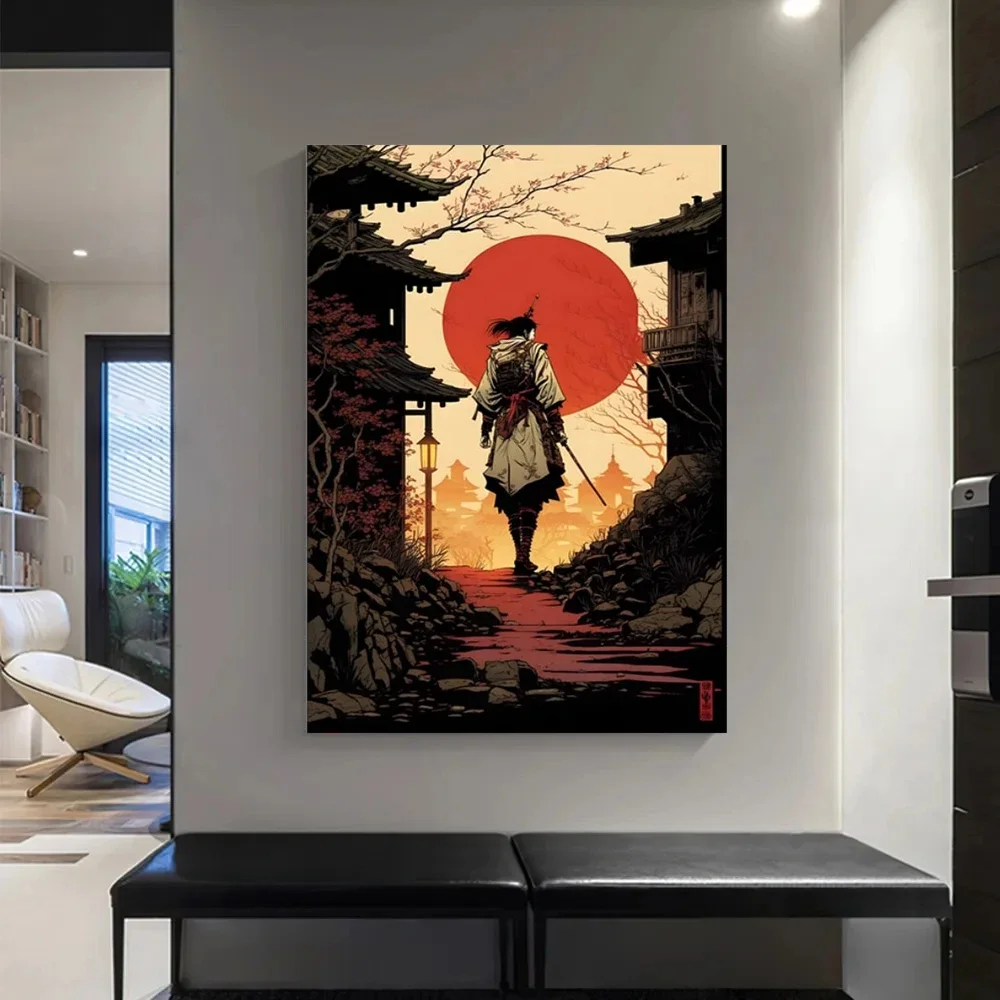 Warrior Character Sunset Art Diamond Painting Japanese Samurai Diamond Art Painting Kit Boyfriend Birthday Gift Holiday Surprise