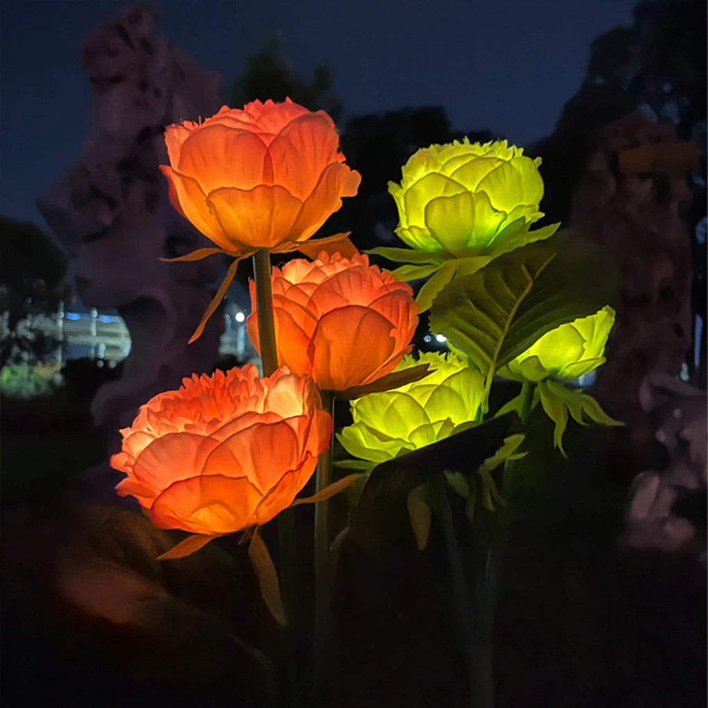 Outdoor LED Solar Peony Flor Lâmpada, Lâmpada da noite, Decoração do jardim, quintal, pátio, caminho paisagem, decoração impermeável