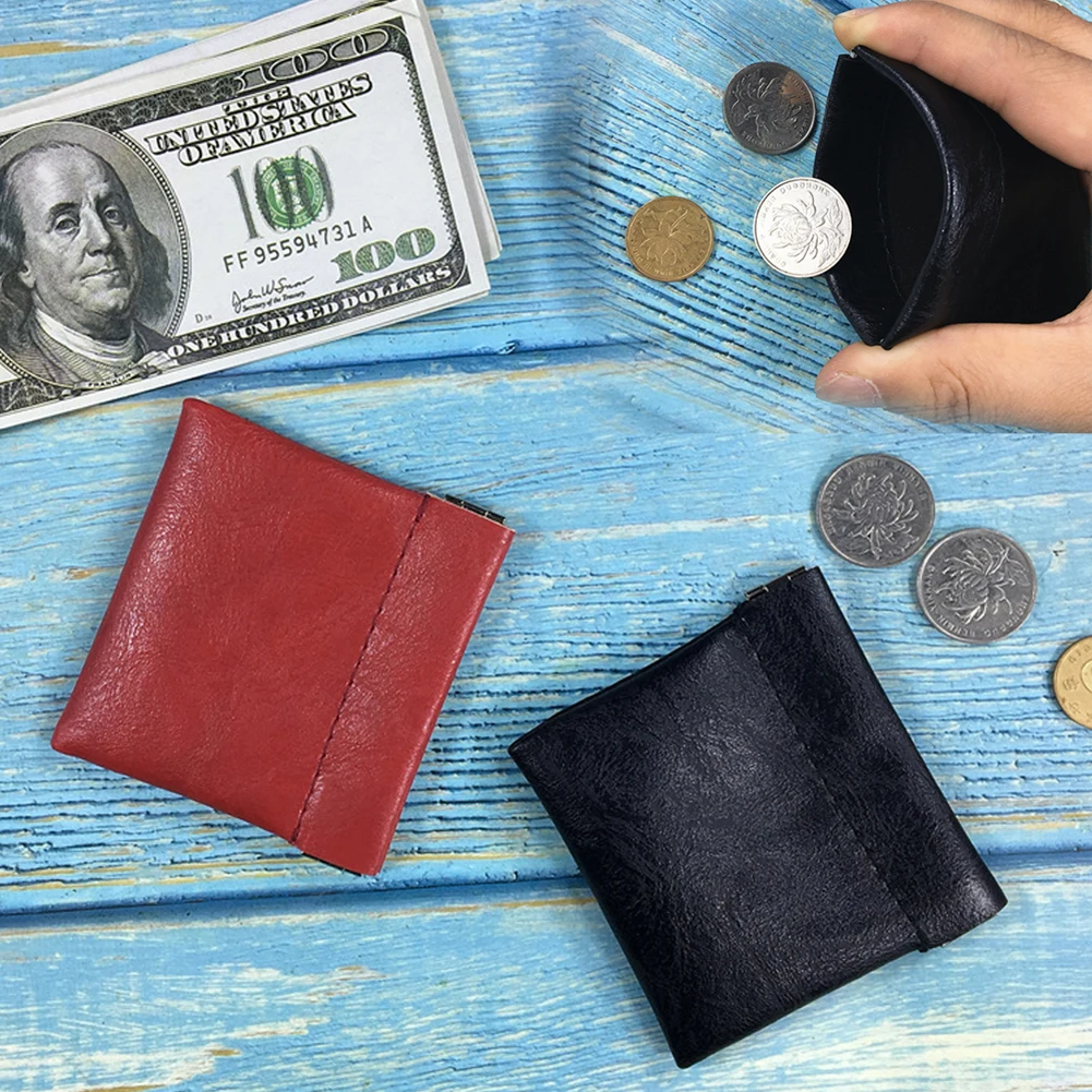 Solid Color Small Coin Purse PU Leather Simple Short Wallet Coin Earphone Storage Bag Credit Card Holder Money Change Key Bags