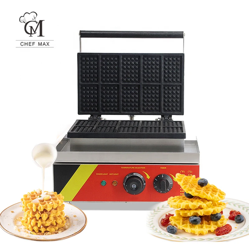 Máquina Comercial para Hacer Waffles Rectangulares, Crepera Eléctrica, Máquina Antiadherente para Hacer Panqueques y Waffles de Huevo