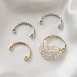 4PCS 14K Gold Plated Brass Half Circle Ring Setting Jewelry Base Accessories DIY Making Supplies