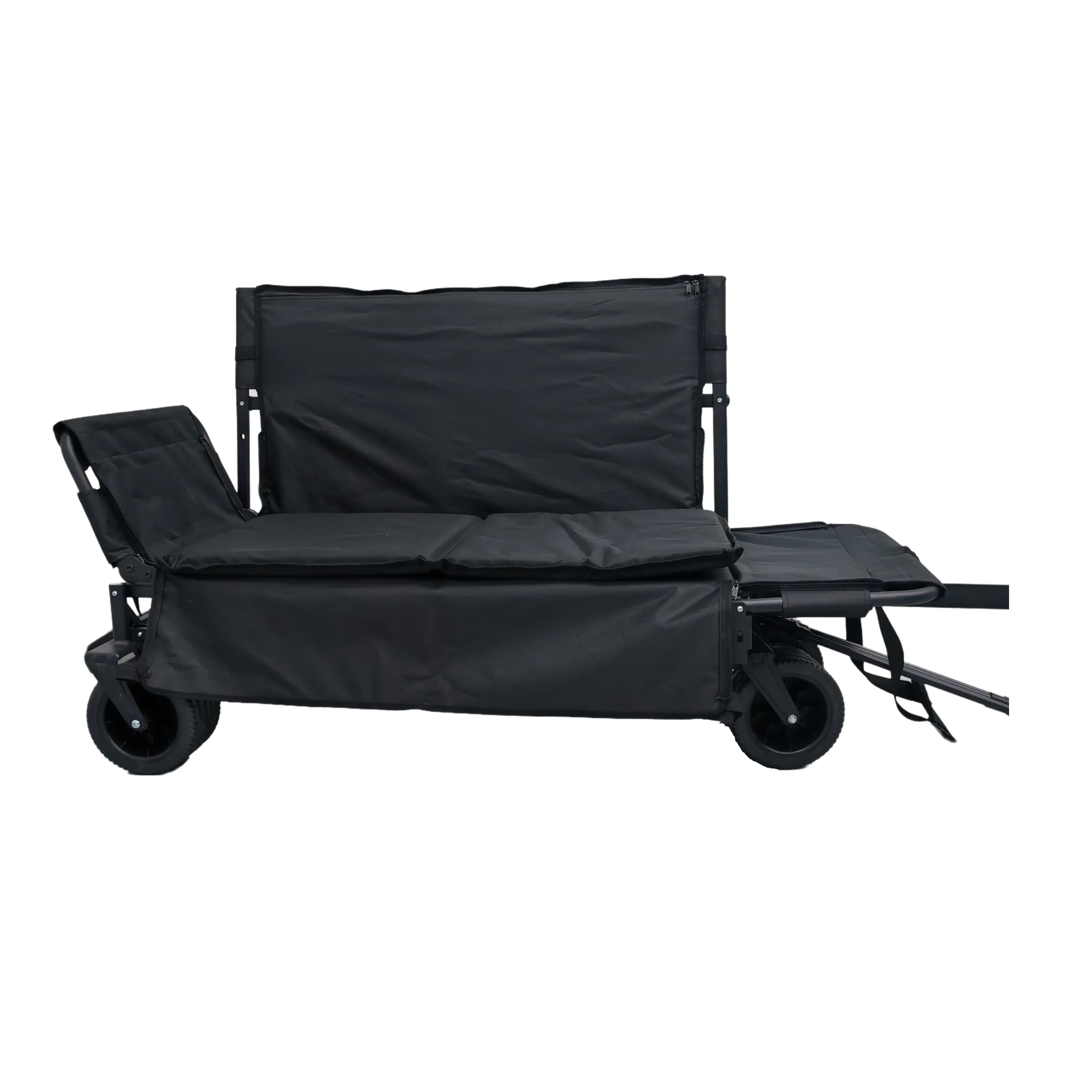 Collapsible Seat Wagon Features 2 Comfort Seat Removable and Washable High Backrest Outdoor Sofa Wagon Folding Camping Cart