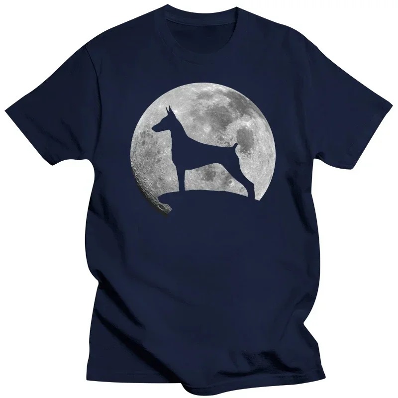 Men cotton New Short Sleeve Doberman Pinscher And Moon T-shirt Cotton T-Shirts men cotton t-shirts 4XL 5XL