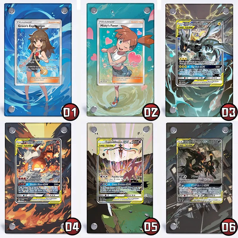 

Pokemon Display Stand Charizard Reshiram Sylveen Gengar Mimikyu Mewtwo Rosa Card Brick Photo Frame Gift Do Not Include Cards