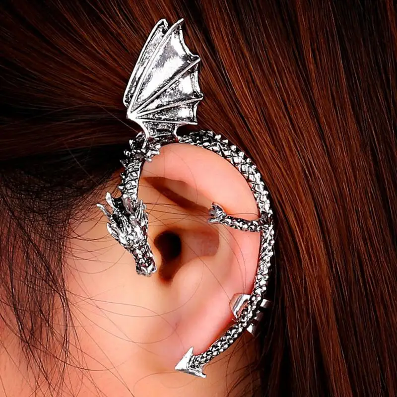 Punk Dragon Ear Clip Women\'s Retro Earrings No Piercing Ear Cuff Goth Halloween Earcuff Vintage Dragon Shape Earings Jewelry